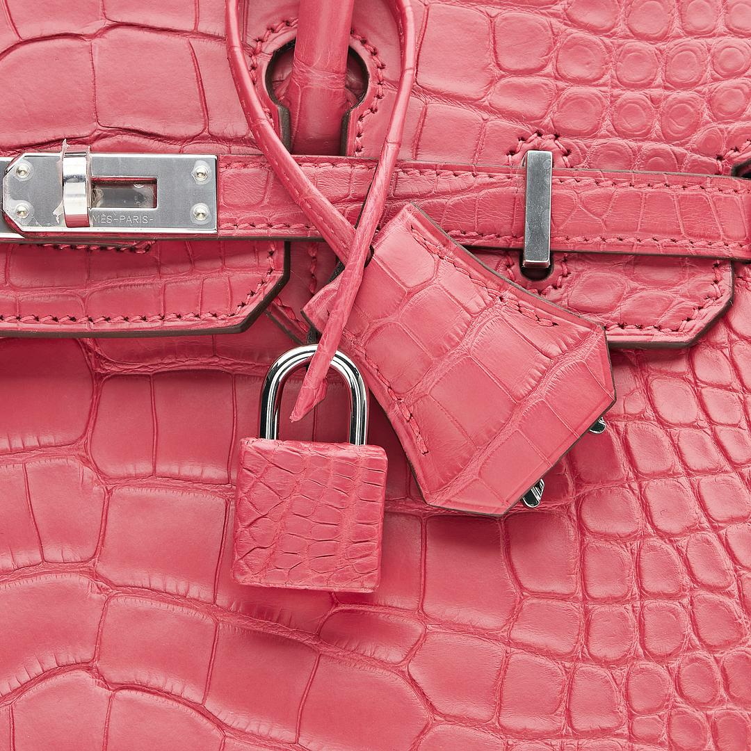 Hermès Birkin 25 Rose Shocking Alligator Mississippi Matte Palladium  Hardware PHW