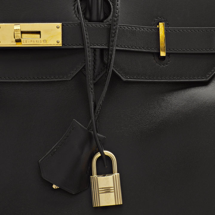 Hermes Birkin 35 Noir Box Leather Gold Hardware