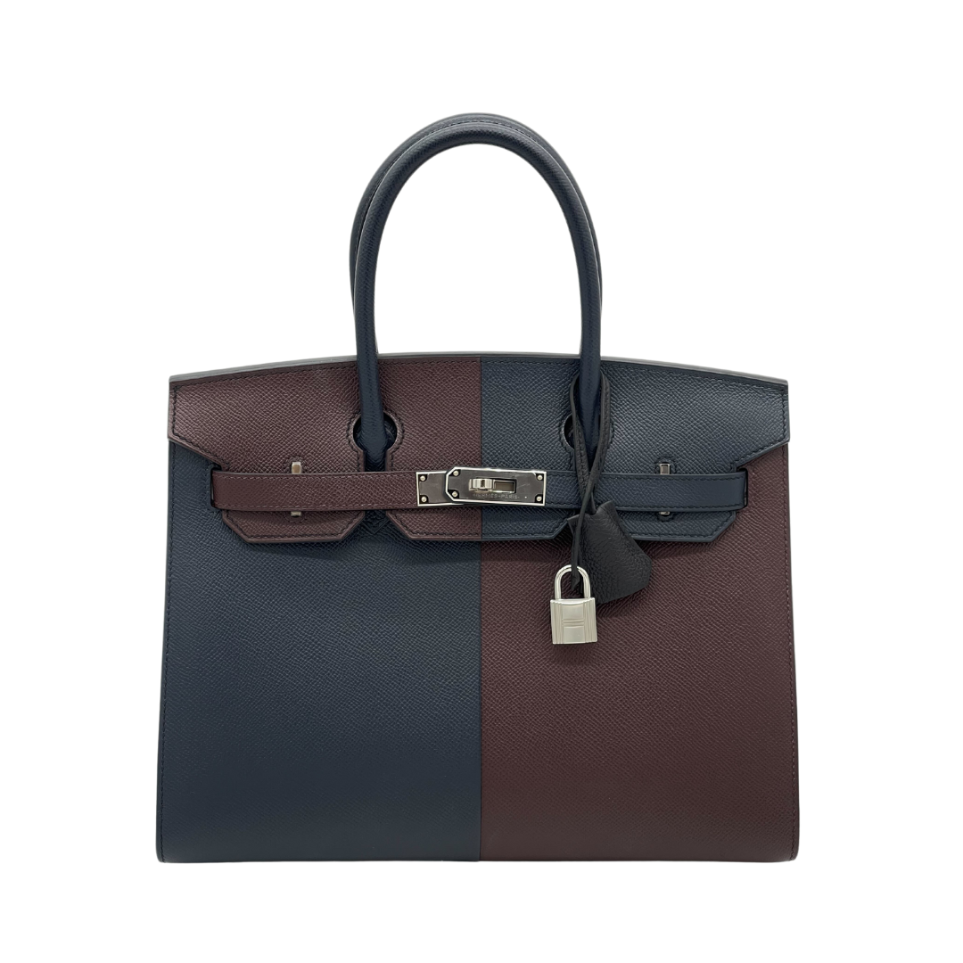 Hermès Birkin 30 Tri-Toned Casaque Rouge Sellier / Bleu Indigo / Rose Texas Epsom Leather Palladium Hardware