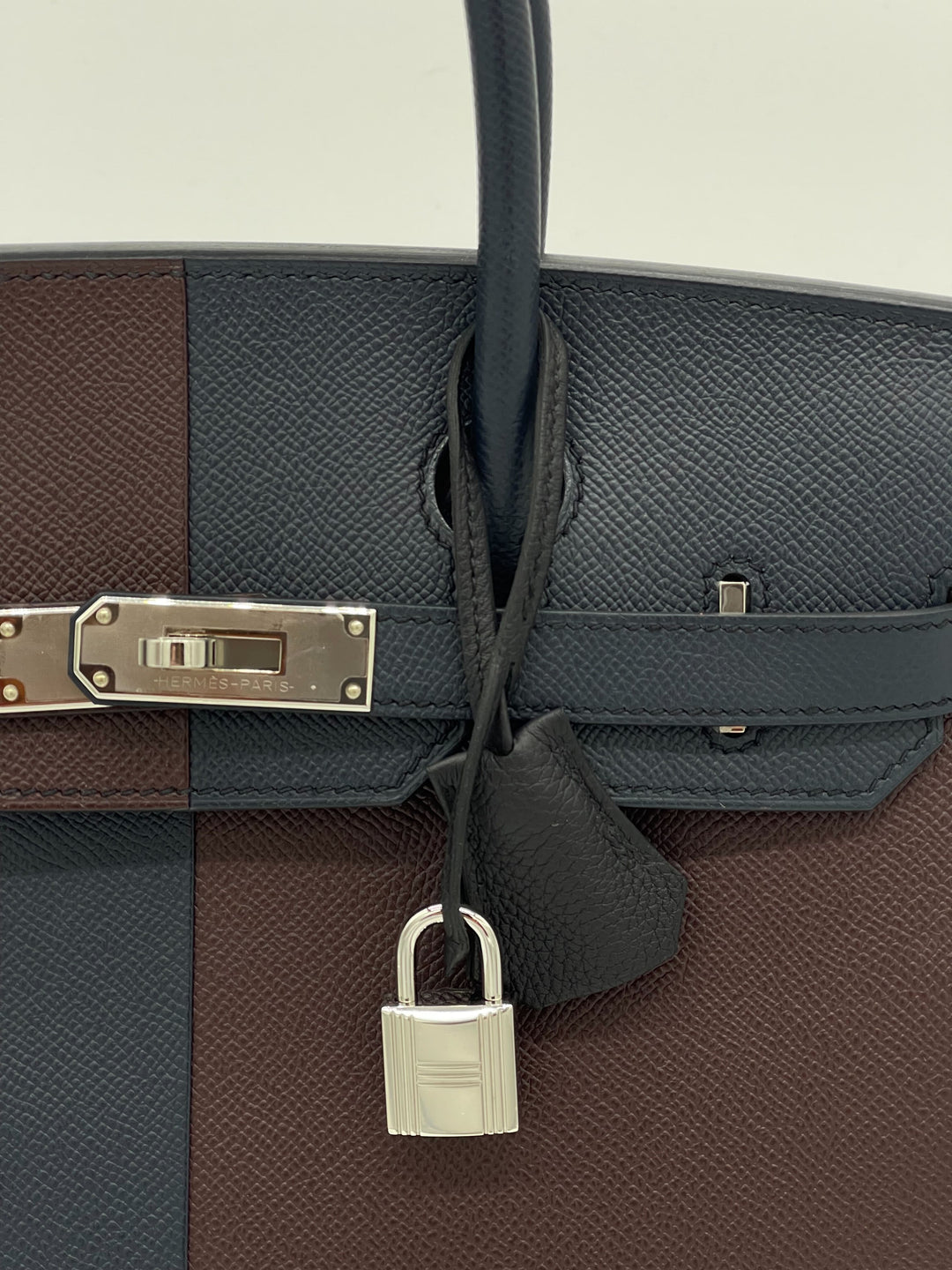 Hermès Birkin 30 Tri-Toned Casaque Rouge Sellier / Bleu Indigo / Rose Texas Epsom Leather Palladium Hardware