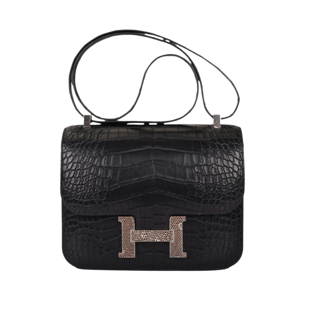 Hermes Black Noir Alligator Constance Wallet Palladium Hardware – On Que  Style