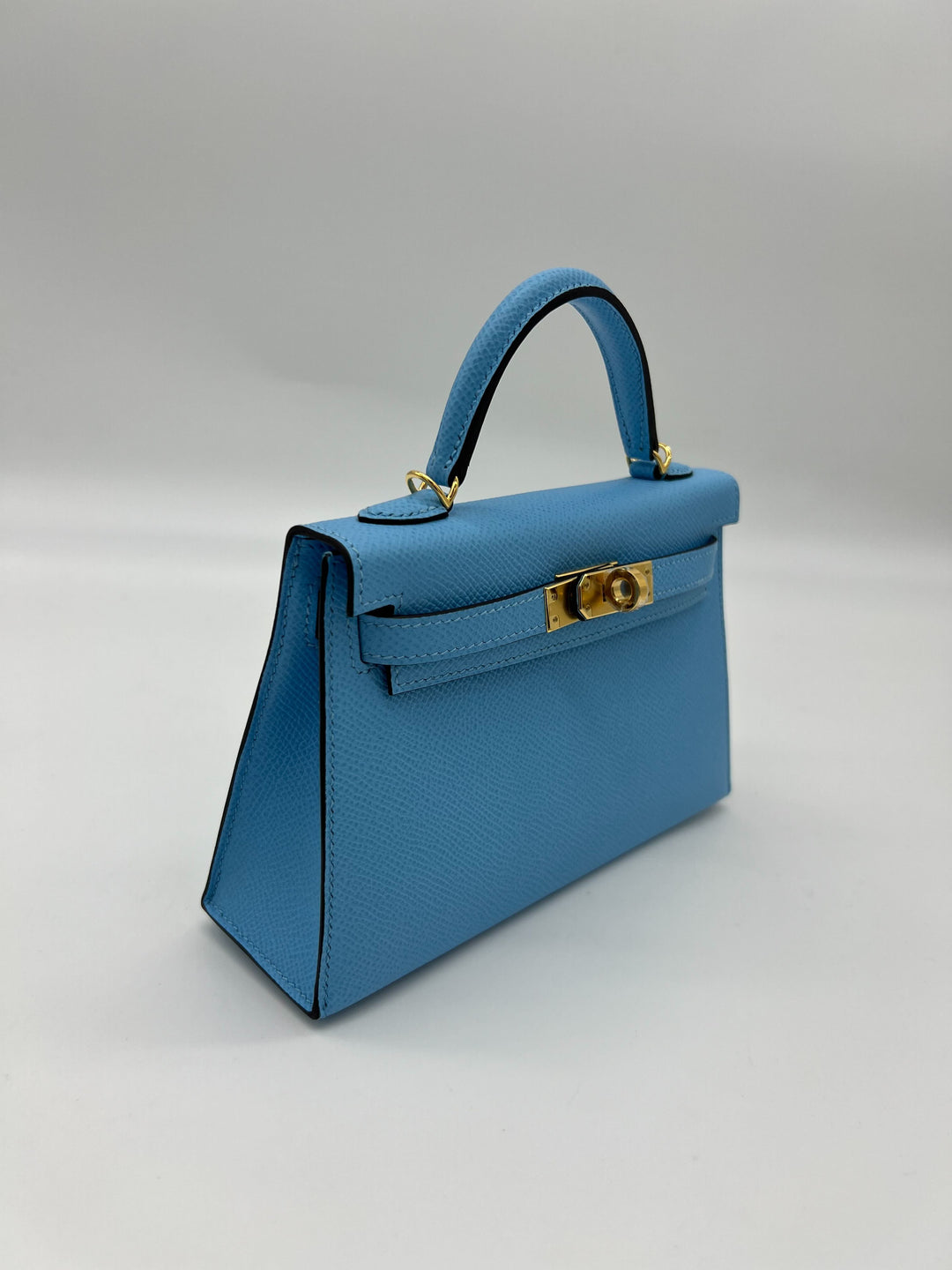 Mini kelly 20 blue color gold hardware epsom leather — Styleout Jewellery